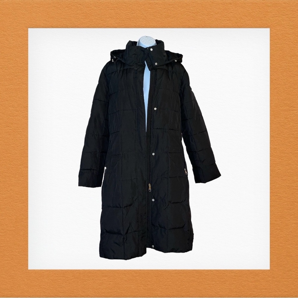 Girls Calvin Klein black full length coat sz XL.